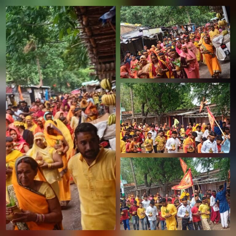 हनुमत एव नवग्रह प्राण प्रतिष्ठा महायज्ञ के लिए निकली कलश यात्रा में उमड़ा जनसैलाब