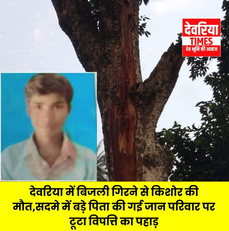 Deoria News: देवरिया में बिजली गिरने से किशोर की मौत,सदमे में बड़े पिता की गई जान परिवार पर टूटा विपत्ति का पहाड़